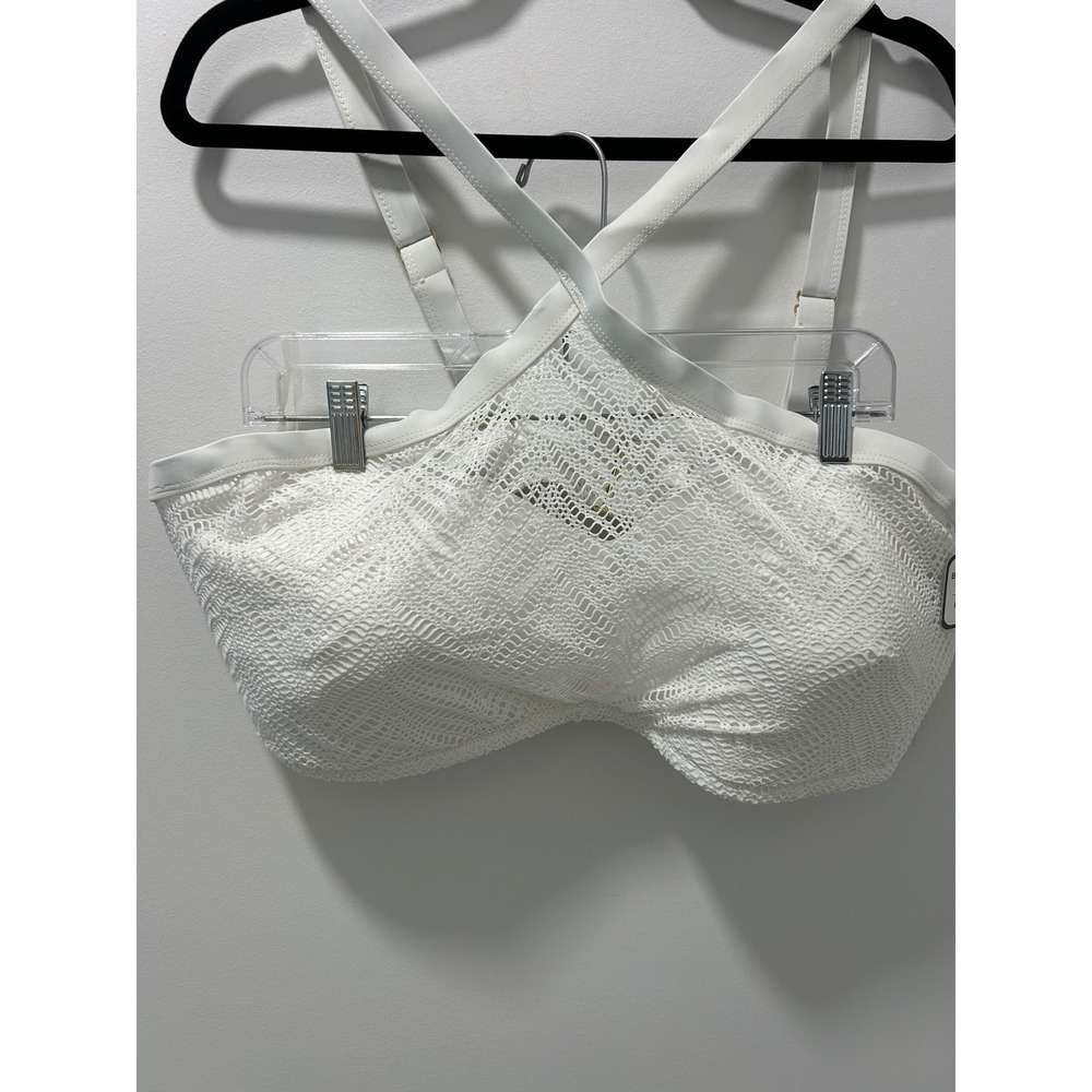 Time and Tru White Crochet High Neck Halter Bikini Top Plus Size 2X 20W-22W NWT